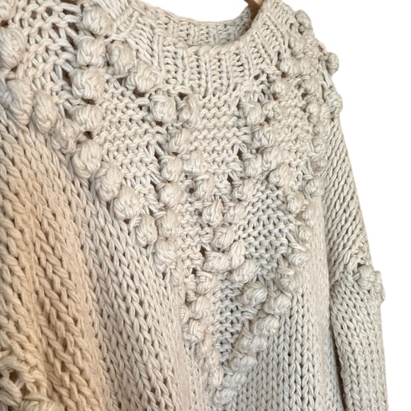 Amaryllis Chunky Bobble Open Knit Sweater Cream Oversized Pullover 2X/3X - Picture 4 of 8
